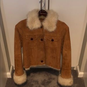 UGG Australia Suede Tan Jacket Fur Lined Like New